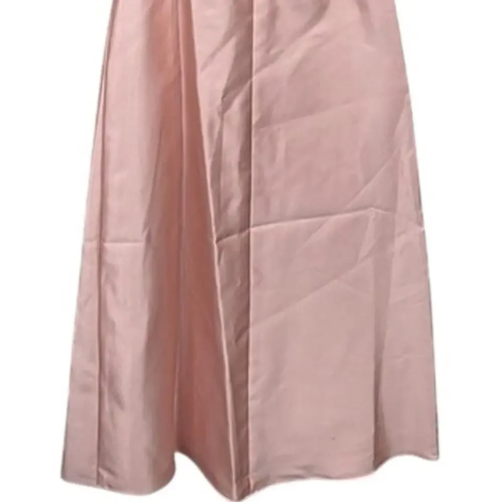 NWT Alfred Sung Strapless Notch Satin Gown Twill Maxi Dress Pockets 2 Blush Pink - Picture 8 of 15